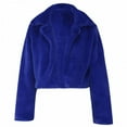 thumbnail image 2 of HWRETIE Women Faux Furry Fluffy Turn Down Collar Short Loose Coat Casual Outerwear, 2 of 8