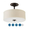 thumbnail image 7 of Progress Lighting Inspire 1-Light LED Semi-Flush Mount, Antique Bronze, Etched Glass Diffuser, Off-White Linen Shade, 7 of 7