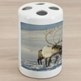 thumbnail image 1 of Winter Ceramic Toothbrush Holder, Reindeers Natural Environment Tromso Northern Norway Caribou Antler Wildlife, Decorative Versatile Countertop for Bathroom, 4.5" X 2.7", Brown Ivory Blue, 1 of 4