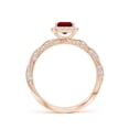 thumbnail image 2 of ANGARA Emerald-Cut Lab Grown 1 Ct Ruby Halo Twisted Rope Shank Engagement Ring for Women in 14K Rose Gold (Size-7x5mm) | July Birthstone, Anniversary, Jewelry Gift for Women | Lab-Grown Ruby Ring, 2 of 8