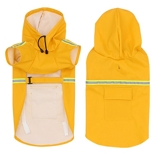 ZHAOCHENG Chubasquero para perros (XLamarillo) - chubasquero con capucha y reflector para que tu perro pueda pasear de forma segura y seca