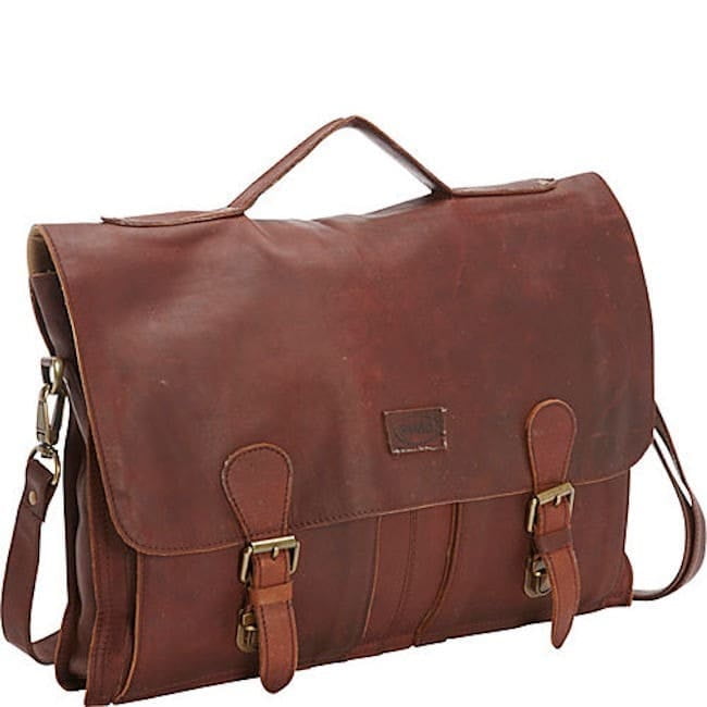 Sharo Soft Leather Laptop Messenger Bag and Brief Extra Wide for 17