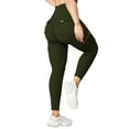 thumbnail image 4 of Ramiter Fleece Lined Leggings Women Yoga Leggings Women's Fitness Pants Workout Running Sports Pants Soft Yoga Pants for Women Cotton Pockets M,Green, 4 of 5
