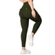thumbnail image 3 of Gibobby Pantalones de yoga Pantalones pierna sólidos con cintura ancha básica yoga(Verde， XL), 3 of 5