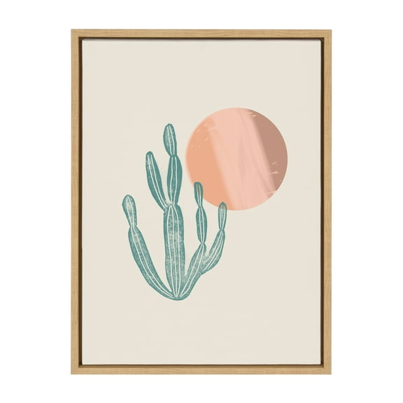 Kate and Laurel Sylvie Desert Sunrise Framed Canvas Wall Art by Kate Aurelia Holloway, 18x24 Natural, Chic Botanical Art for Wall
