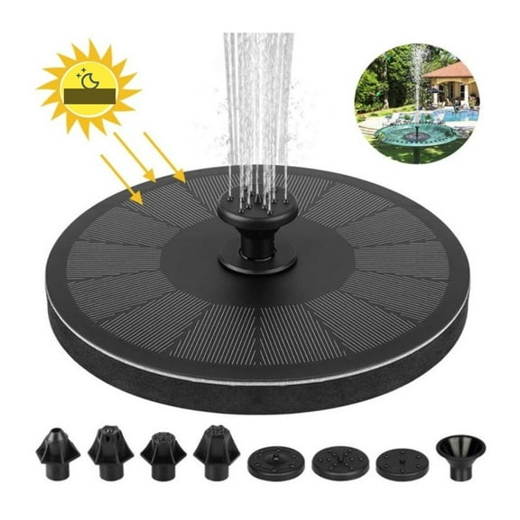 16CM Diameter Solar Water Fountain Pump For Bird Bath 2.2W Solar Powered With 7 Nozzles & 4 Fixers Floating Solar Fountain Garden Pond Tank ,Water Circulation