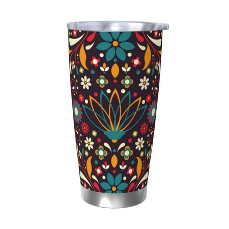 

KLL Colorful Mexican2 Print 40oz Stainless Steel Insulated Car Cup with Spillproof Lid - Keep Your Drink Hot or Cold on the Go-Without Straw