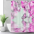thumbnail image 3 of Butterfly Shower Curtain Pink Butterfly Water Reflection Bathroom Printing Shower Curtain,Machine Washable Fabric Home Bathroom Privacy Decor Set with Hooks,72x72inch, 3 of 5