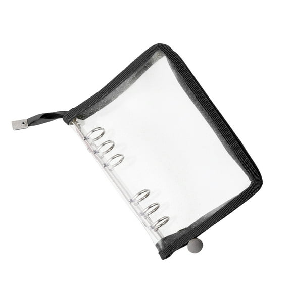 Uxcell Soft A7 Bling Clear Binder Cover with Zipper, Black