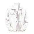 thumbnail image 4 of LODIENY Men Large Size (M-5XL) Casual Classic Denim Jacket Slim Fit Fashion Going Out Jean Coat Distressed Long Sleeve Button Down Collared Jackets with Chest Pockets White L, 4 of 6