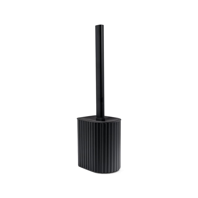 Acento Short Metal Toilet Brush with Arched Reeding Holder in Matte Black