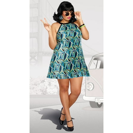 Dreamgirl Women's Plus-Size The Beat Goes On 60's Themed Pleated Costume Dress
