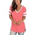 thumbnail image 5 of Ichuanyi Womens Tops, Summer Fashion Womens Stripe Splicing T-Shirts V-Neck Casual Short Sleeves Casual Tops, 5 of 9