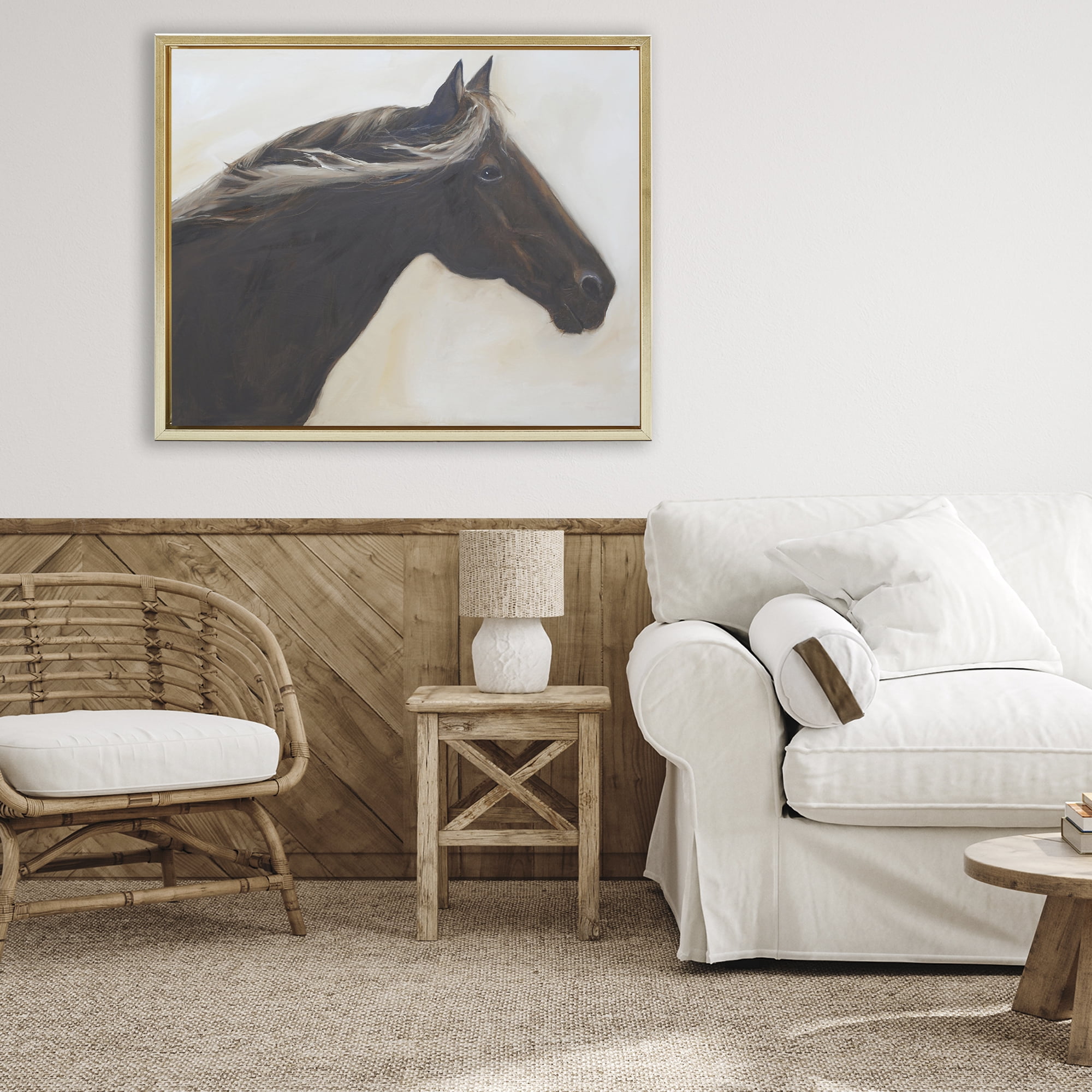 Stupell Industries The Mare In Profile Gold Framed Floater Canvas Wall Art, design by Jadei Graphics