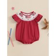 thumbnail image 4 of 4th Of July Baby Girl Outfit Newborn Smocked Bubble Romper Infant USA Flag Bodysuit Top Summer Patriotic Clothes, 4 of 9