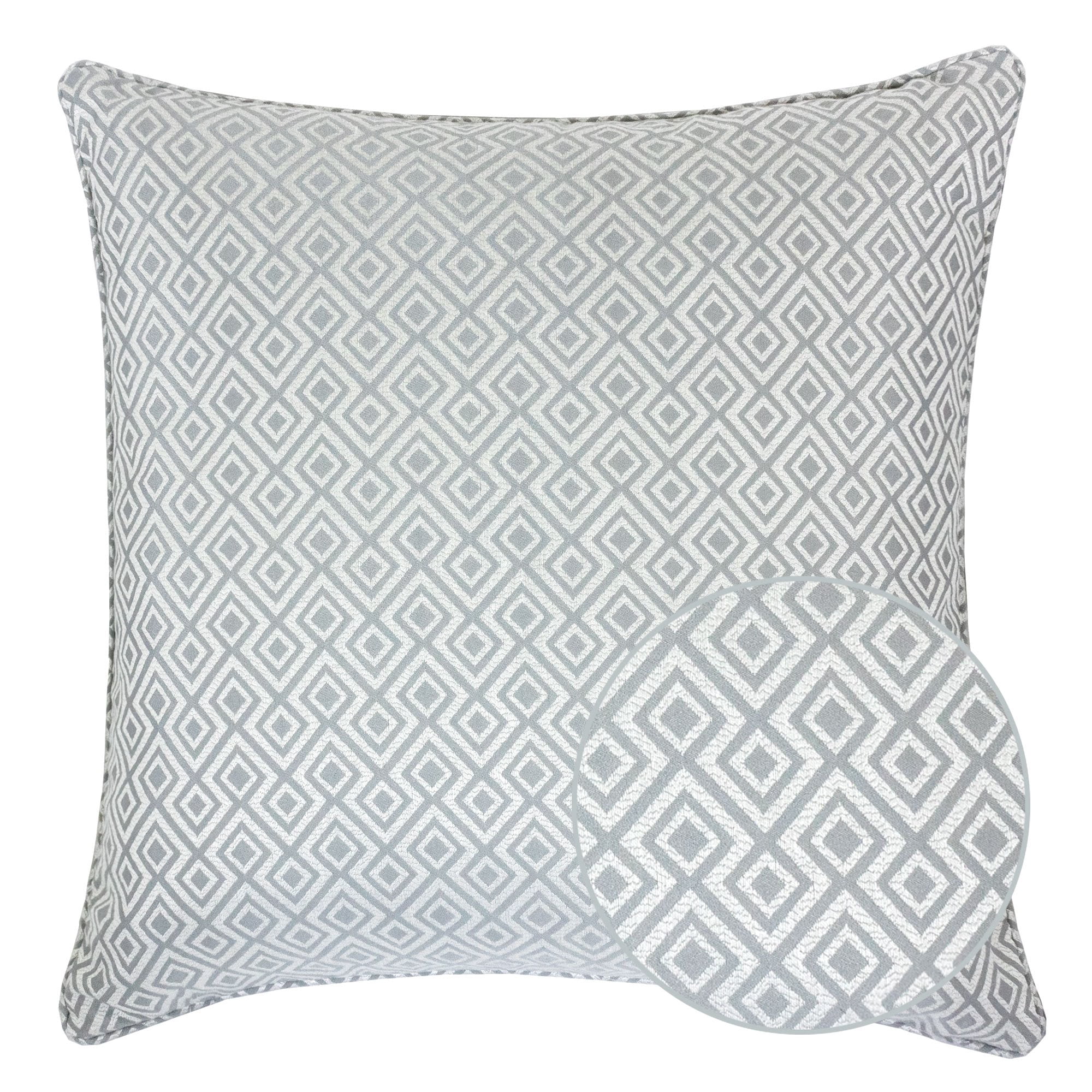 Jackie Silver Geometric Polyester 20 in. x 20 in. Throw Pillow