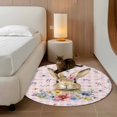 thumbnail image 3 of Round Area Rug 4 Ft, Bunny Easter Washable Non-Slip Circle Carpet for Living Room/Bedroom, Pink Plaid Spring Floral Pastoral Low-Profile Crawling Mats Collection Rugs for Indoor, 3 of 7
