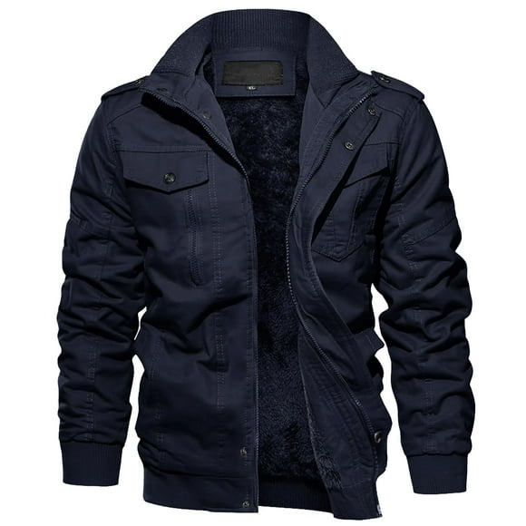 Chaqueta cargo de invierno EKLENTSON para hombre, cortavientos, forro polar, verde