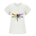 thumbnail image 4 of QUNYINEY Ruffle Short Sleeve Women's T Shirts Crew Neck Casual Dragonfly Tops Pullover Going Out Loose Tops for Women, 4 of 6