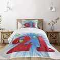 thumbnail image 3 of Ambesonne Blue White Quilted Bedspread Set 2 Pcs, Abstract Balloons, Twin Size, Pale Green and Red, 3 of 6