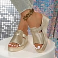 thumbnail image 4 of Women Summer Sandals Women's Fashionable And Casual Summer Thick-Soled Outdoor Wedge Sandals,Gold,43, 4 of 9