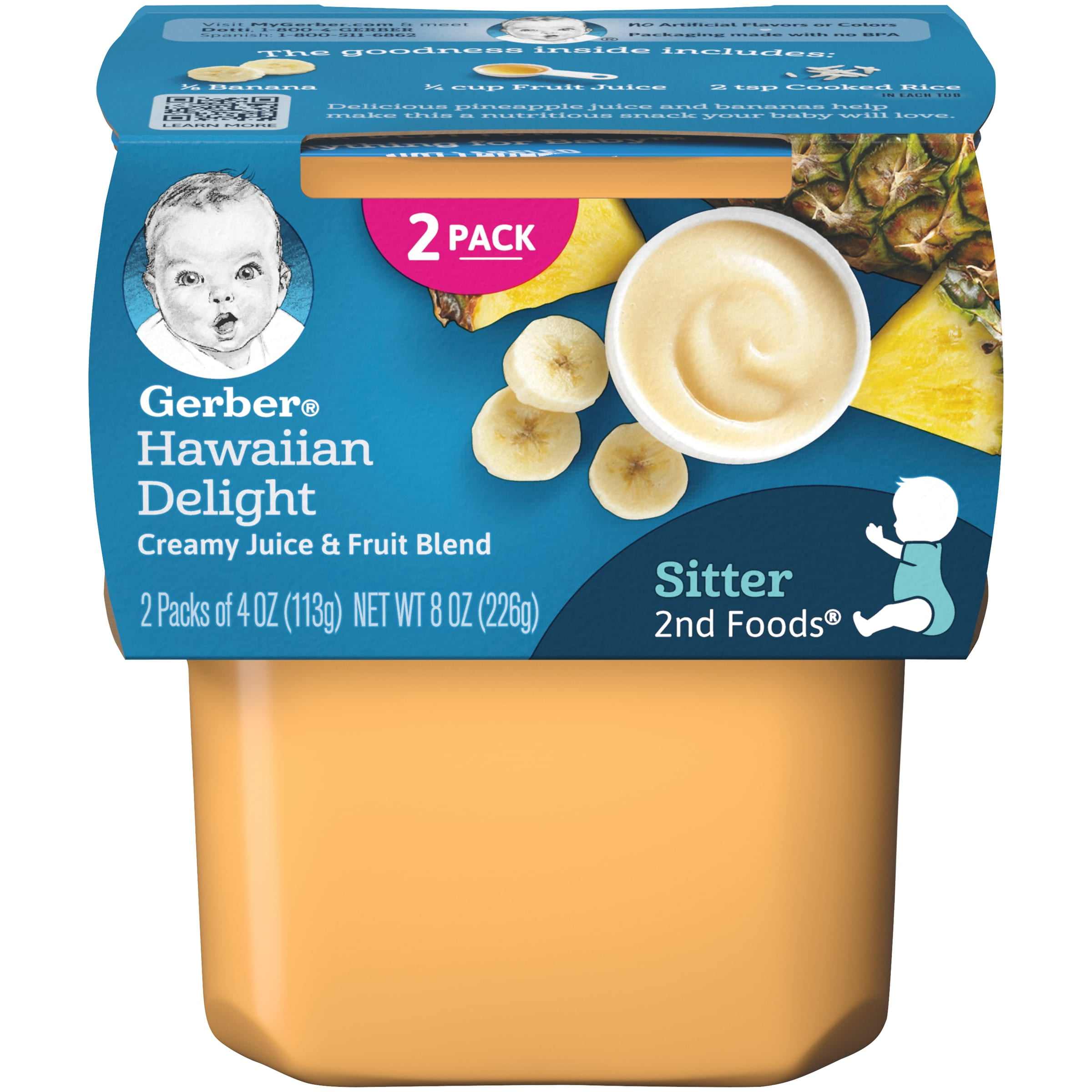 (2 Pack) Gerber Stage 2, Creamy Juice & Fruit Blend Baby Food, 1 Tub