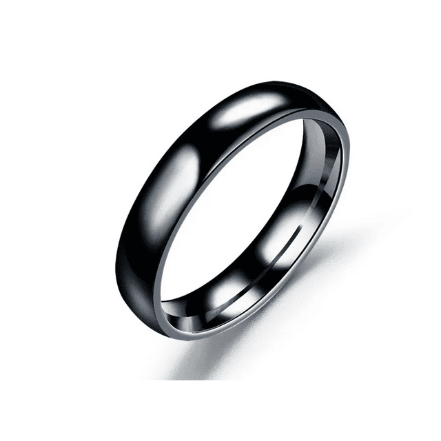 Xtellar Anillo negro 4mm talla 7 De Pareja De Titanio Liso De Acero Inoxidable Simple