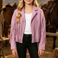 thumbnail image 2 of Shadoumai Girls Fringe Jackets Kids Cow Girl Western Tassels Motorcycle Cardigan Cropped Coats 5 14 Years 4 Year Girl, 2 of 9