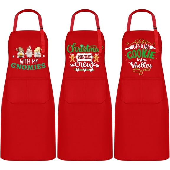 Christmas Adult Baking Bib Aprons with Pockets (Pack of 3)