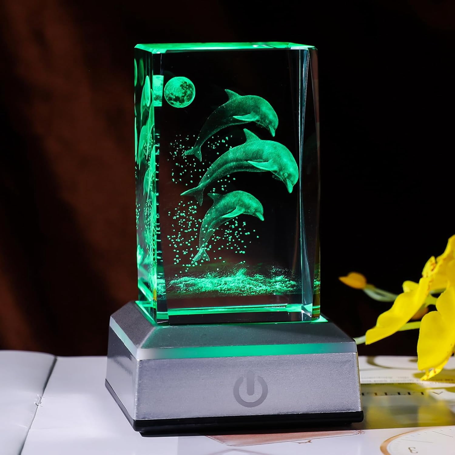 ONGWIN 3D Crystal Dolphin Gifts for Women Wife, Glass Laser