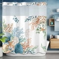 thumbnail image 6 of No Hook Shower Curtains with Snap-in Liner Set, Beach Coastal Waterproof Hotel Style Bathroom Shower Curtain, Summer Nautical Coral Shell Botanical Breathable Mesh Top Window Bath Curtains 66''x72'', 6 of 9