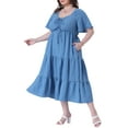 thumbnail image 4 of Agnes Orinda Women's Plus Size Summer Dress Sweetheart Neck Ruffle Short Sleeve Tiered A Line Midi Dresses 1X Blue, 4 of 6