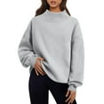 thumbnail image 2 of Mock Neck Sweatshirt Womens Fall Oversized Turtleneck Pullover Long Sleeve Casual Sweater Tops M, 2 of 7