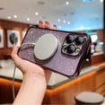 thumbnail image 3 of Magnetic Case for iPhone 12 Pro Clear Glitter Case, [Compatible with MagSafe Wireless Charging] Non-Yellowing Sparkle Shining Case for Women Girls, Rugged Shockproof Phone Case, Darkpurple, 3 of 7