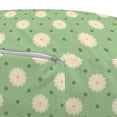 thumbnail image 2 of Retro Pouf Cover with Zipper, Spring Meadow Wildflower on Green Background Field Yard Bedding Plants, Soft Decorative Fabric Unstuffed Case, 30" W X 17.3" L, Pale Green Cream Yellow, by Ambesonne, 2 of 3