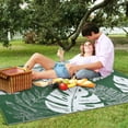thumbnail image 6 of EastVita Area Rugs Carpets 9'*18' Outdoor Rugs Modern Leaves Pattern Reversible Plastic Straw Rug Waterproof Camping Rug for Patio RV Beach Deck,Green White Green and White 9*18ft, 6 of 7