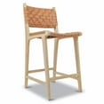 thumbnail image 2 of Poly and  Bark Banda 25 in. Teak & Leather Counter Height Stool - Fauve Tan, 2 of 9