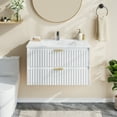 thumbnail image 4 of Nordee 36" Floating Bathroom Vanity with Sink, Modern Wall Mounted Floating Cabinets with Double Drawers& Grooved Design- White, 4 of 6