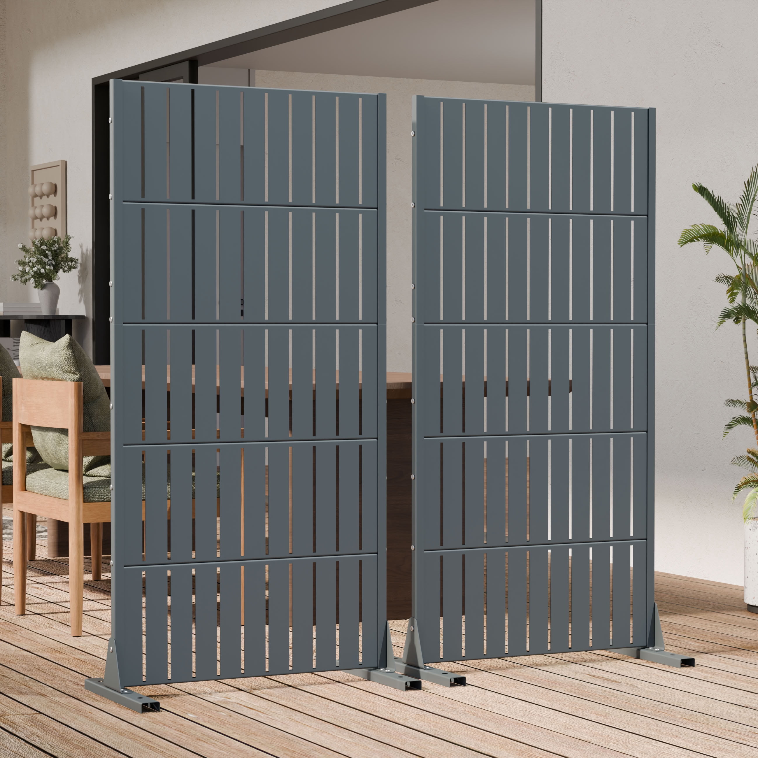 MAYEERTY 72*35in Outdoor Privacy Screen, Outdoor Divider Metal Privacy Panel, Privacy Fence for Patio, Balcony, Garden