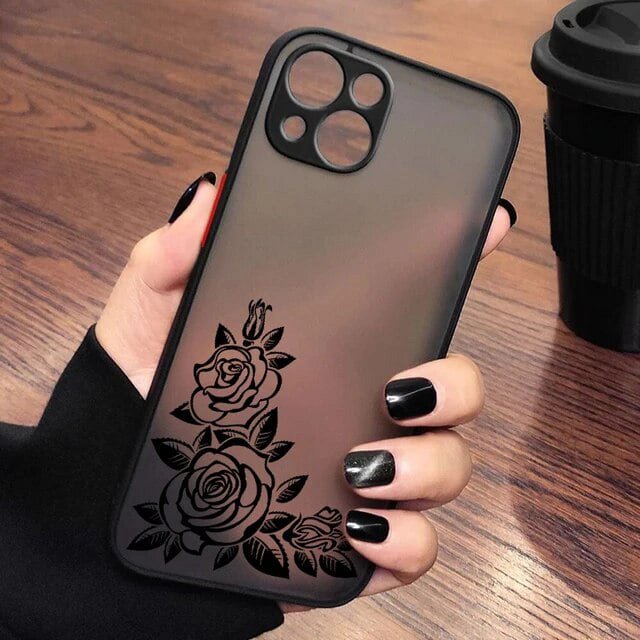 Fashion Rose Butterfly Logo Phone Case For Apple iPhone 14 13 12 11 XS Mini Pro Max 8 7 XR X Matte Frosted Translucent LXY