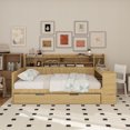 thumbnail image 3 of Wooden Full Size Daybed with Storage Shelves, Multi-functional Bed with Twin Size Trundle Bed and Study Desk, Natural, 3 of 13