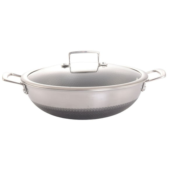 Verka Tri Ply Stainless Steel Wok (Karahi) with Lid, 28cm