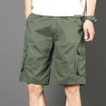 thumbnail image 2 of WWV Big and Tall Cargo Shorts Work Shorts for Men Construction Multi Pockets Button Shorts Solid Color Trendy Loose Fit Outdoor Sports Workwear Pants Army Green L, 2 of 3