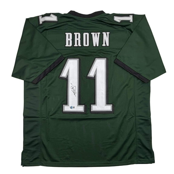 Autographed/Signed AJ A.J. Brown Philadelphia Green Football Jersey Beckett BAS COA