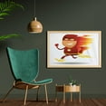 thumbnail image 2 of Superhero Wall Art with Frame, Lightning Bolt Man with Cape and Fast Fun Cartoon Character Art Print, Printed Fabric Poster for Bathroom Living Room, 35" x 23", White Red, by Ambesonne, 2 of 2