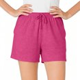 thumbnail image 3 of Plus Size Women's Solid Color Elastic Waist Strap Casual Cotton Blend Shorts for Plus Size with Pockets, Athletic Gym Fitness Running Summer, Womens Shorts Capri Pants | UKHCCC,Hot Pink 4XL, 3 of 8