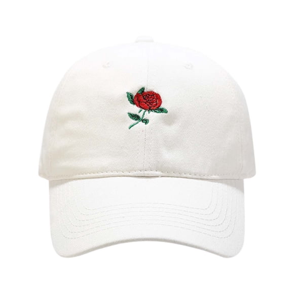 MIASHUI Baseball Cap Hat for Men Women Embroidered Rose Adjustable Dad Hat Classic,White