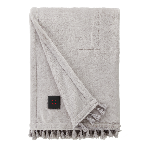 Brookstone Electric Heated Throw with Tassels and Builtin Remote