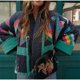thumbnail image 3 of Chaqueta de algodón con estampado retro de estilo europeo y americano para otoño e invierno, chaqueta de algodón para mujer a juego con el color, 3 of 5