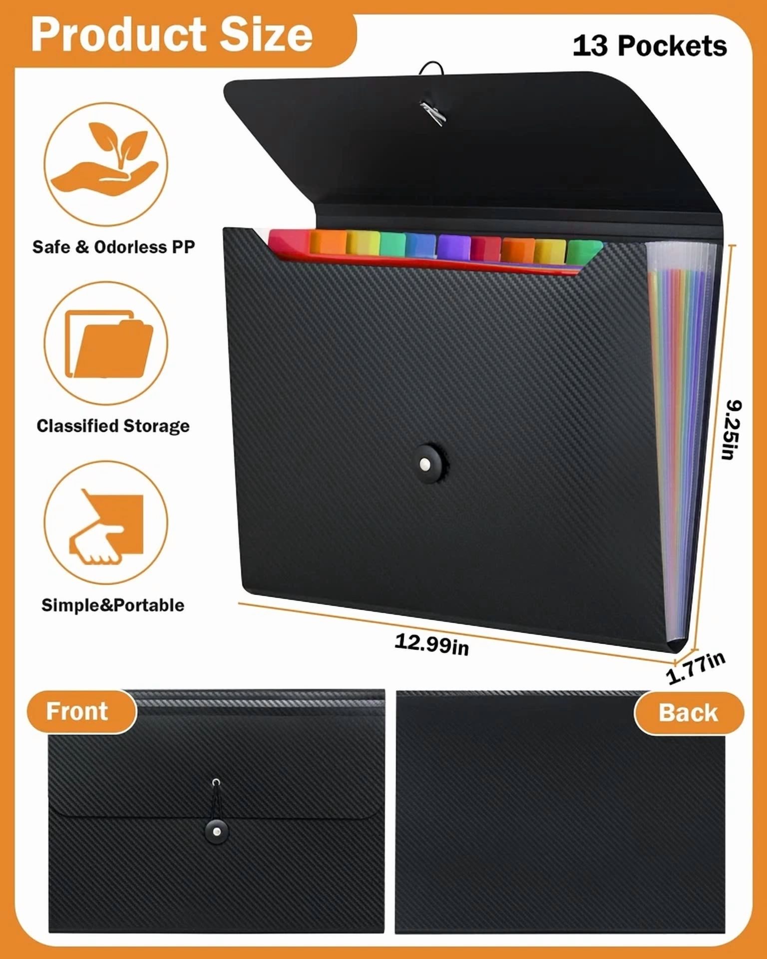 Accordian File Organizer Expanding File Folder, 13 Pockets File Holder Organi...